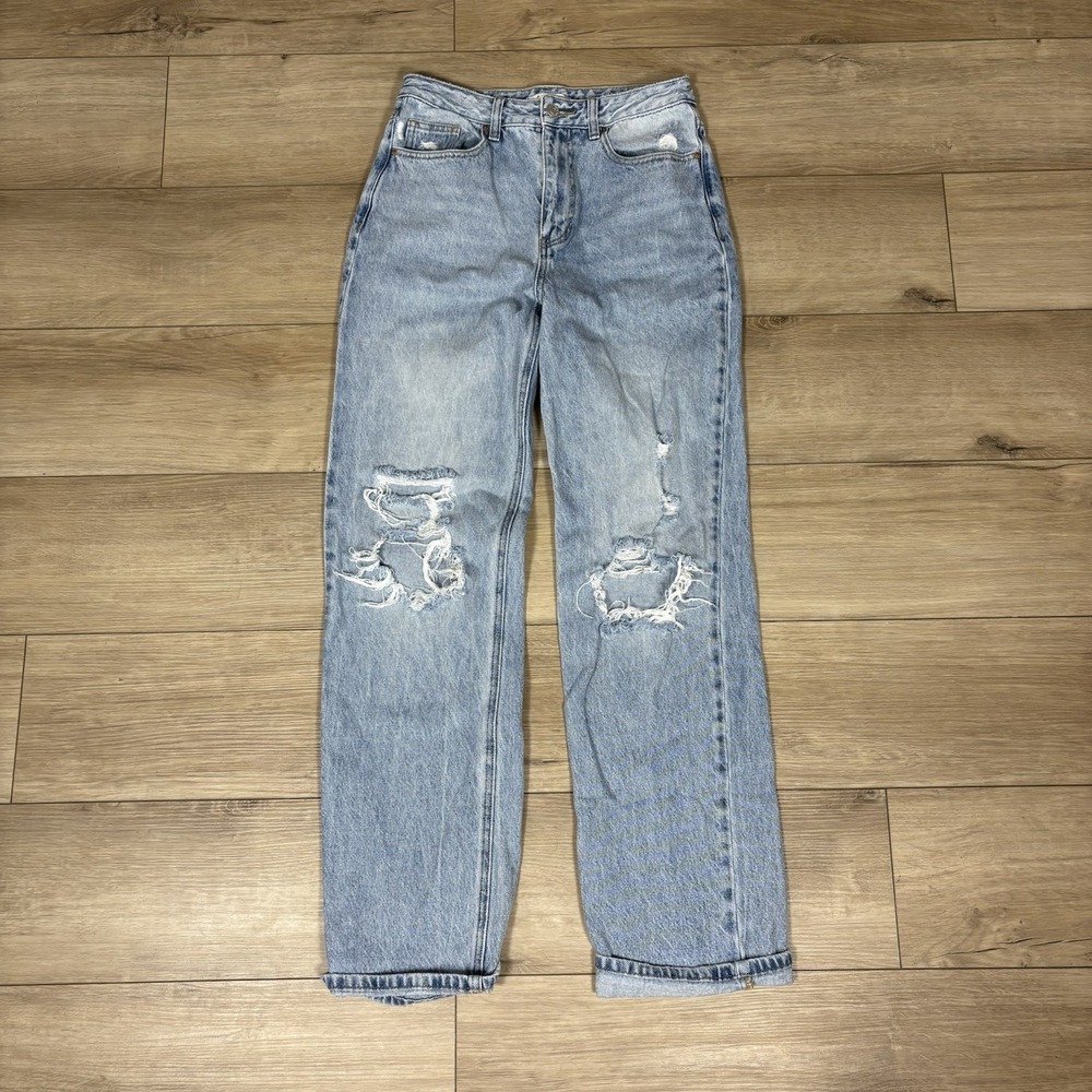 PacSun Women's Straight Leg Destroyed‎ Light Wash 90s Boyfriend Jeans SIZE 27